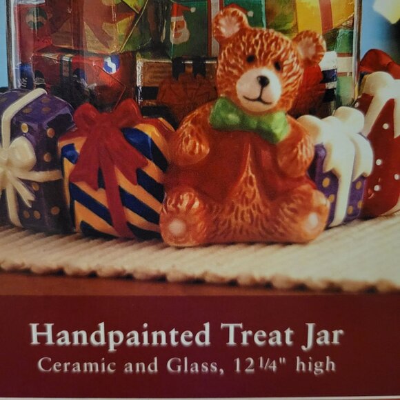 St. Nicholas Square Handpainted Christmas Treat Candy Jar Canister Clear Santa - Picture 4 of 6